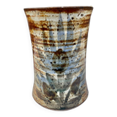 vase céramique émaillé décor de fleur abstraite signature à identifier