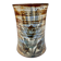 glazed ceramic vase with abstract flower decoration, signature to identify