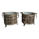 Pair of 19th Century Copper-Brass Plant Pots With Repoussé Putti