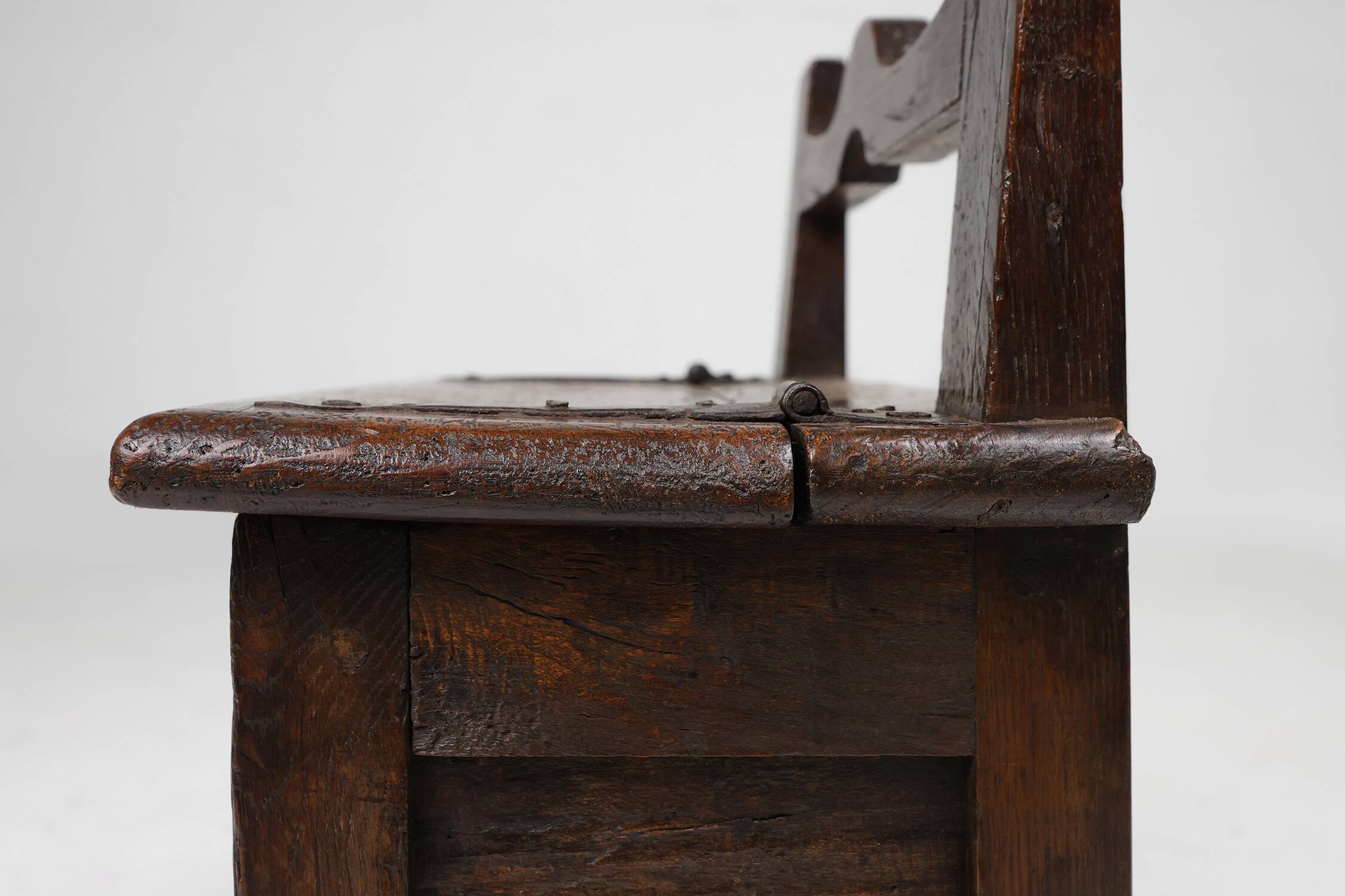 16th Century French wooden stool with storage and nice patina