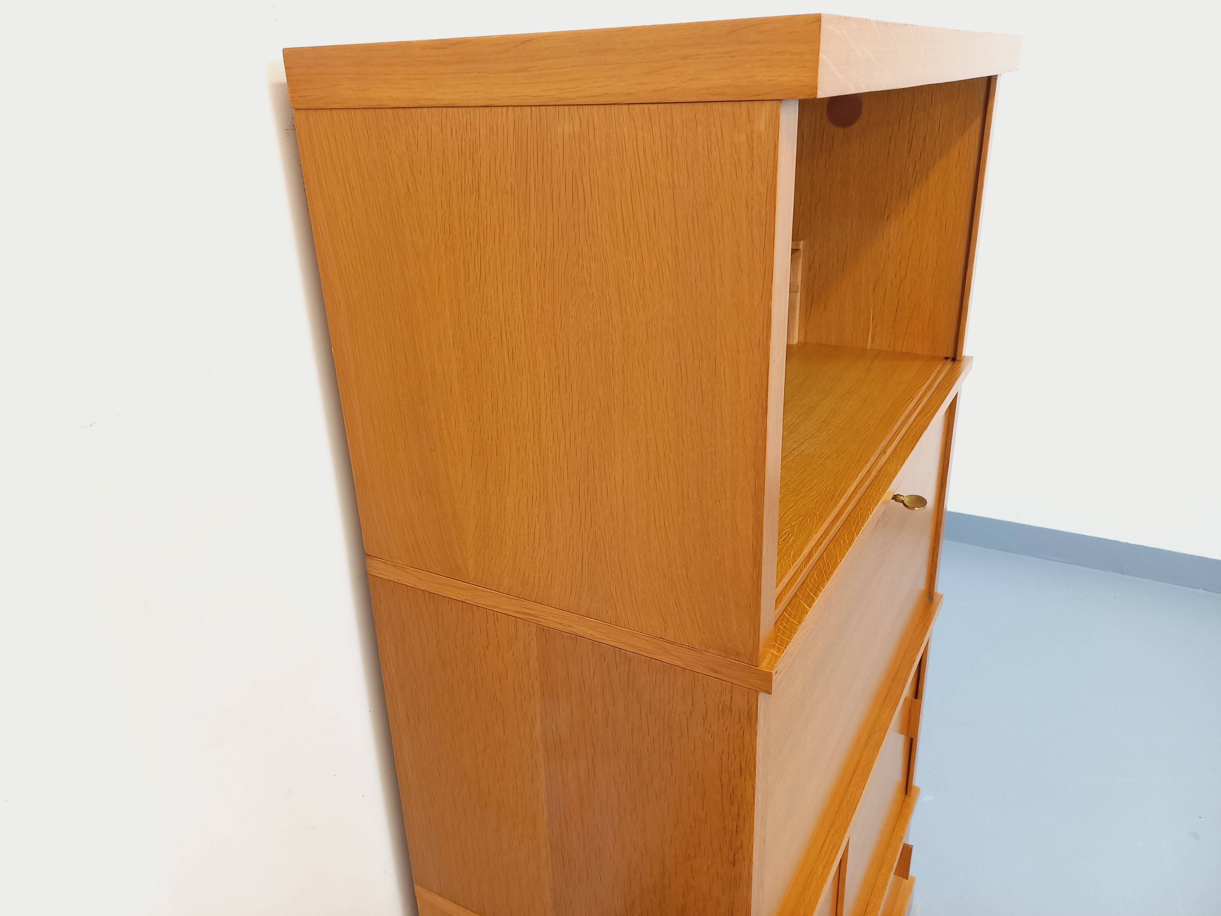 Vintage oak wood secretary bookcase storage furniture