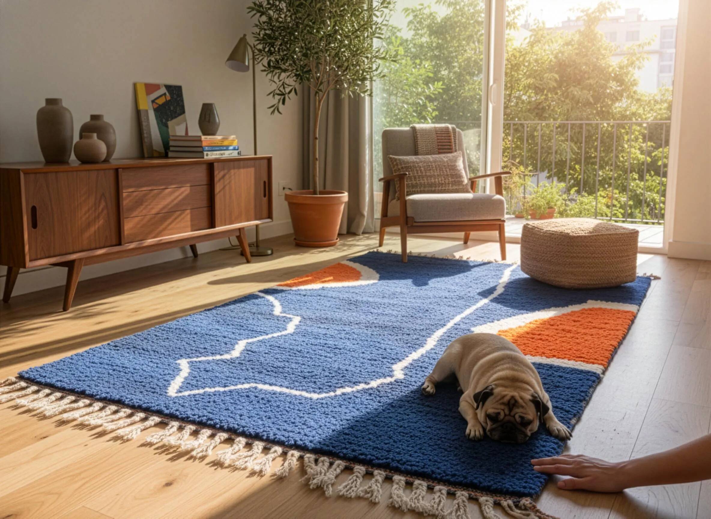 Handmade pure wool Moroccan rug 3x2 m
