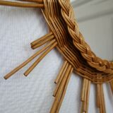 Vintage 60s braided Wicker rattan Sun mirror