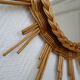 Vintage 60s braided Wicker rattan Sun mirror