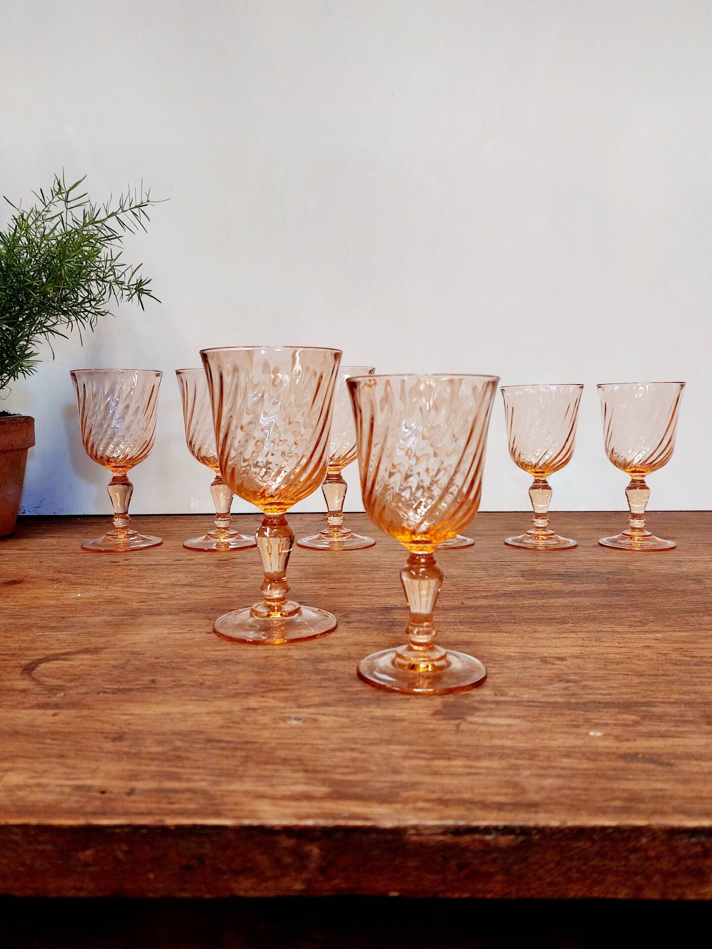 Lot de 8 verres vintage Rosaline