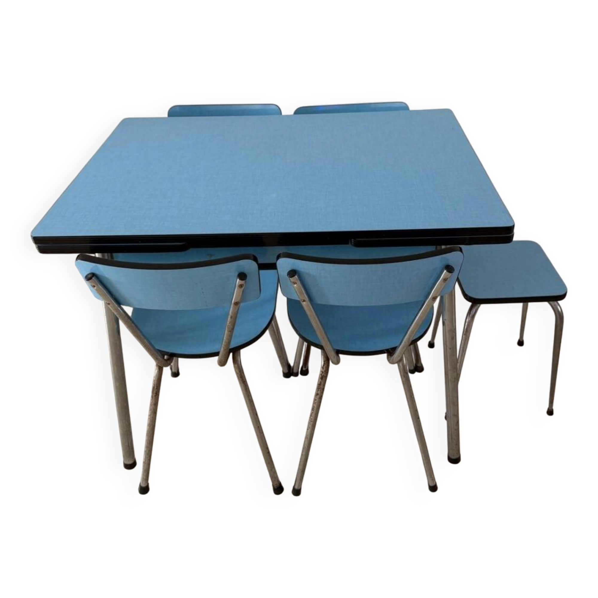 Table, chairs and stool in formica