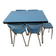 Table, chairs and stool in formica.