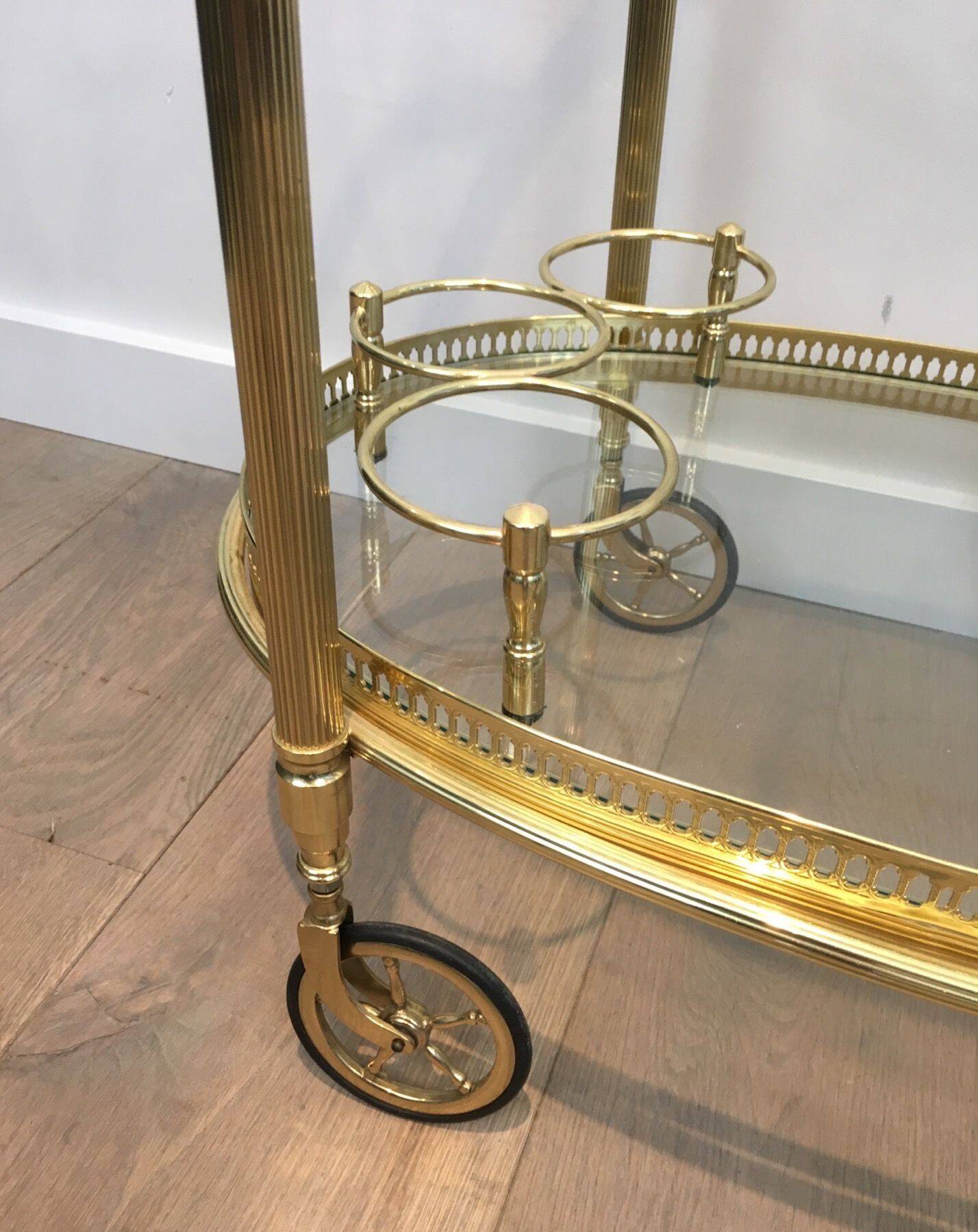 Oval Brass Rolling Table from Maison Baguès