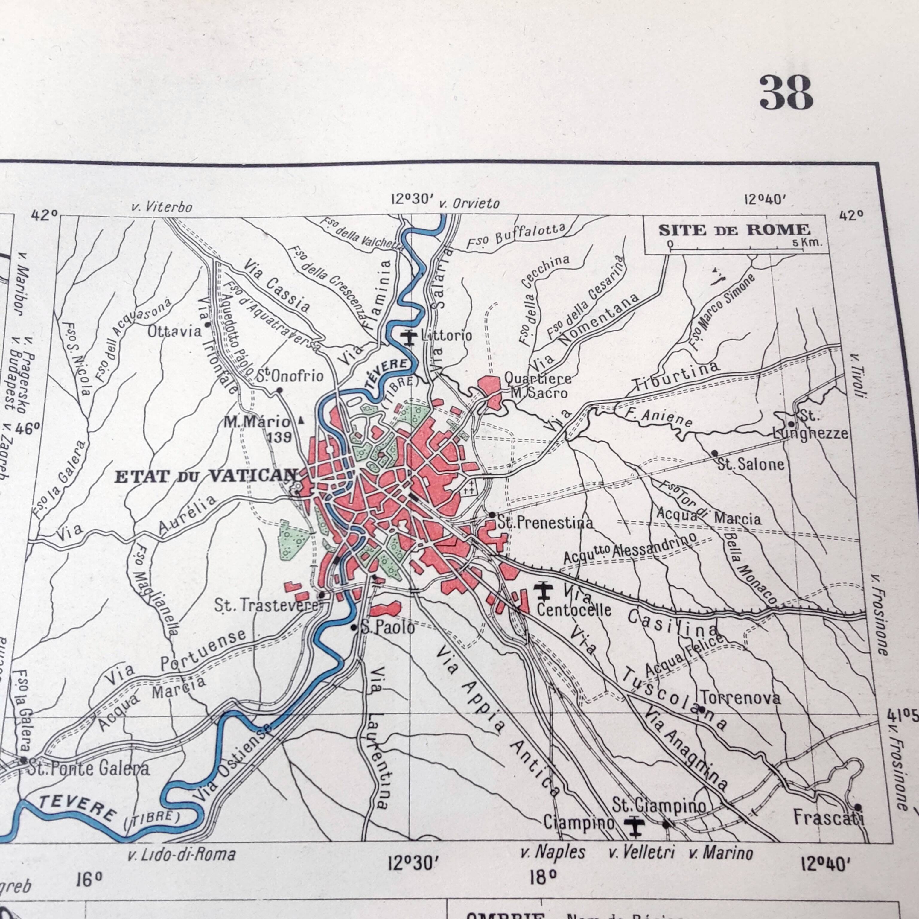 Illustrated Italy Europe map 43x43cm vintage from 1950