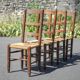 Set of 4 wooden and straw chairs, wooden chair, straw chair, countryside, chalet