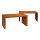 Pair of cognac suede side tables in the style of Jean Michel Frank.