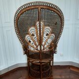 Peacock rattan armchair, circa 1960
