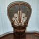 Fauteuil peacock en rotin , vers 1960