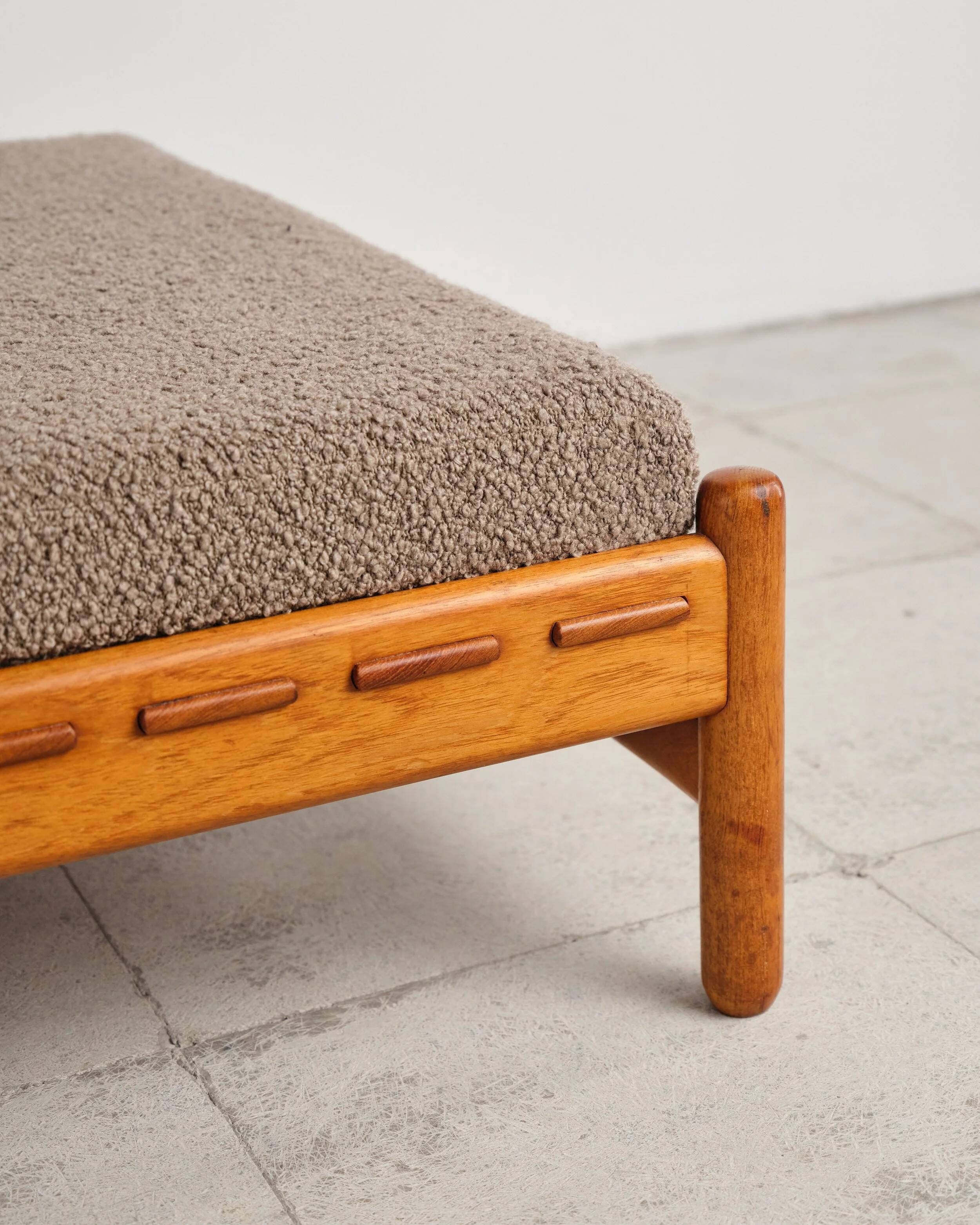 Teak daybed with boucle mattress, Denmark, 1960s