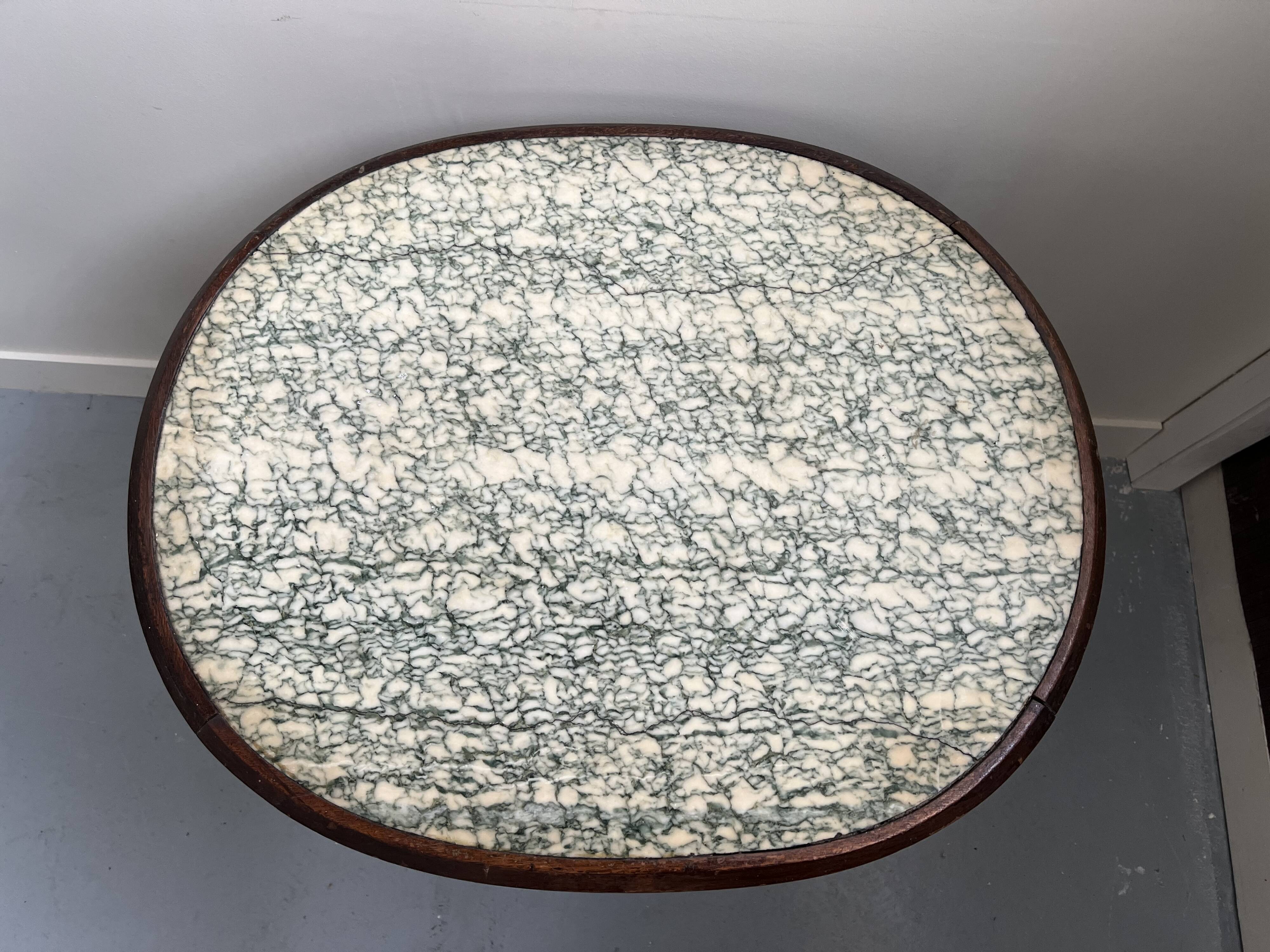 Art Nouveau oval table with marble top, late 19th century