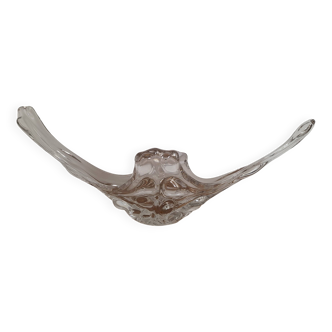 Large Murano mid century hand blown crystal dish, Italy 1950s