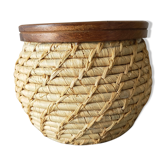 Cache pot osier et bois