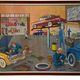 School poster 1960 framed double-sided n14bis The butcher charcutier- n 15 The garage