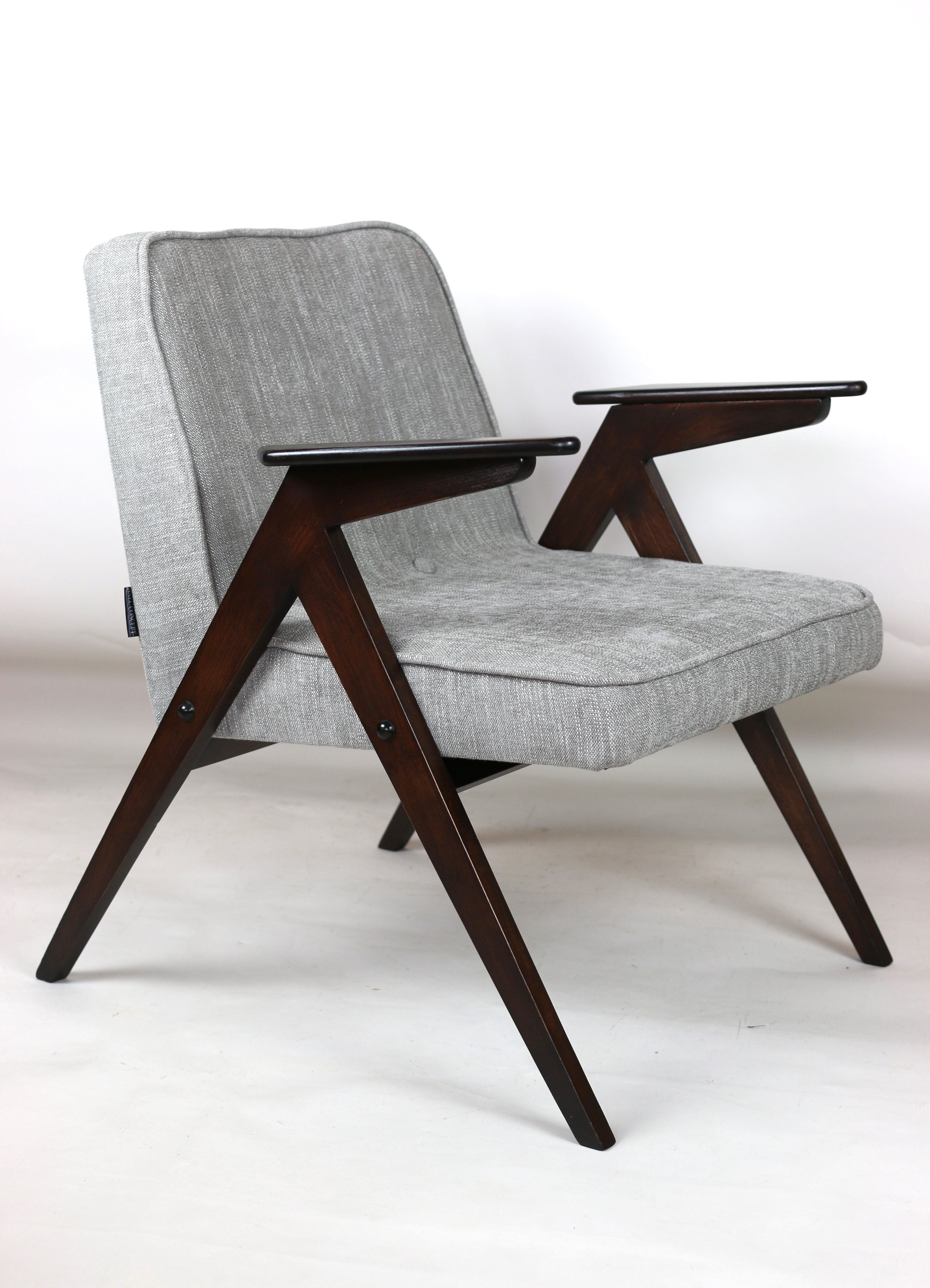 Light grey silver Bunny armchair by Józef Chierowski, 1970s