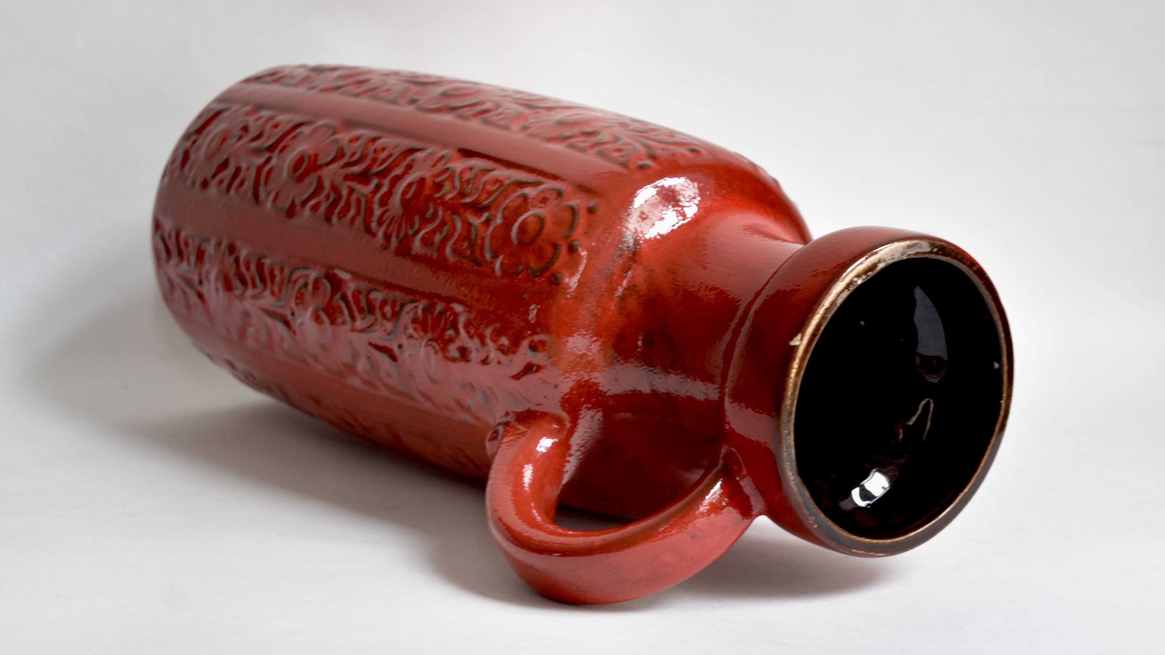 Red vase Scheurich Keramik - West Germany 480 46 - Nizza decor.