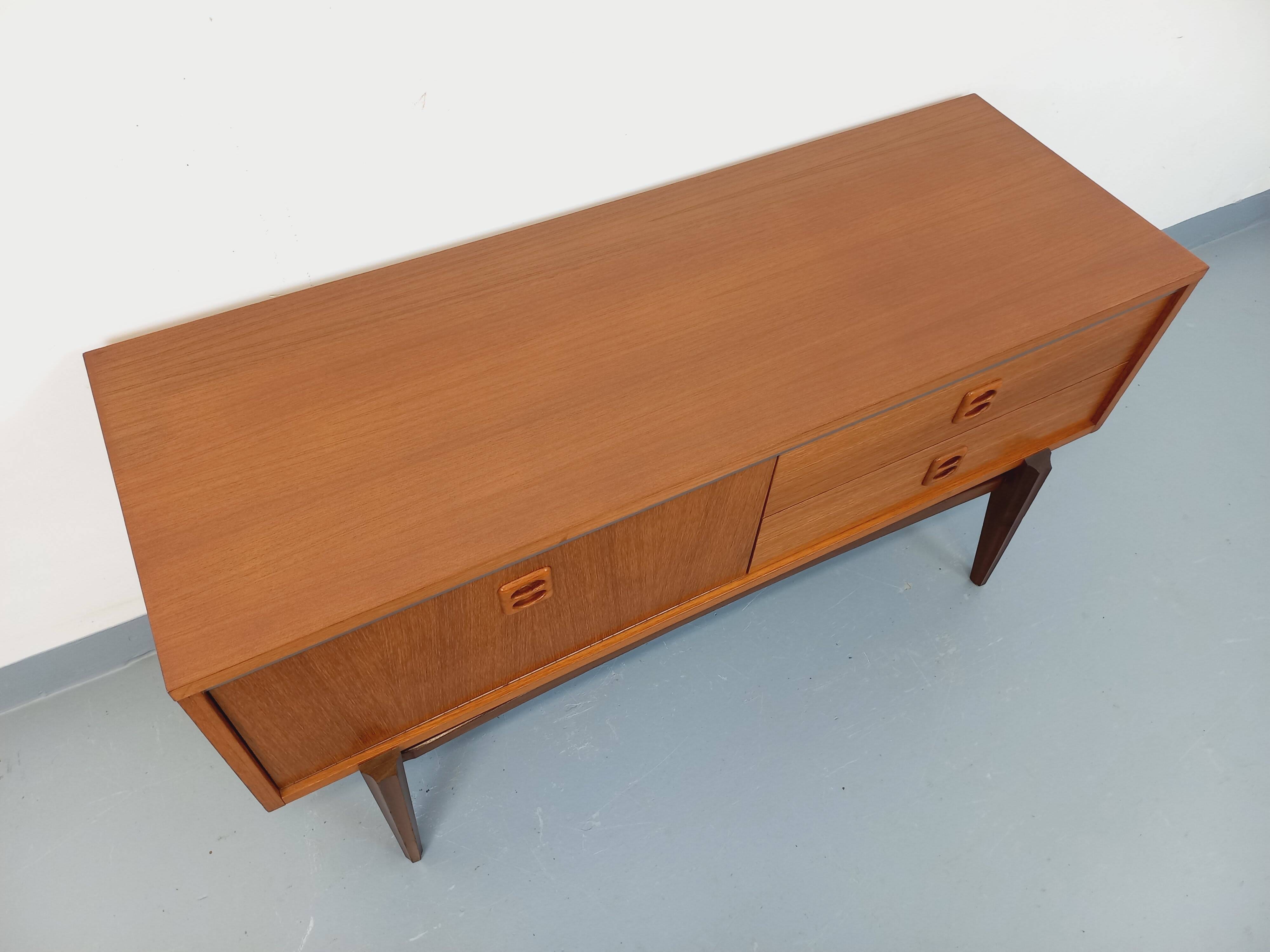 Small vintage Scandinavian teak sideboard from the 1960s.