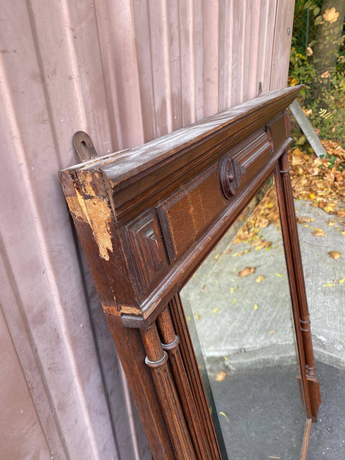 Henri II mirror in solid oak, 90x117cm, 19th century