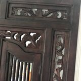 Vintage Indonesian teak shuttered mirror