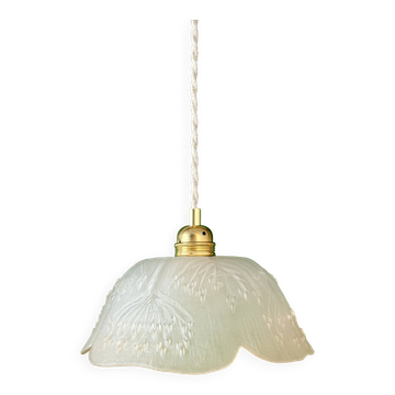 Vintage pendant light with frosted glass lampshade
