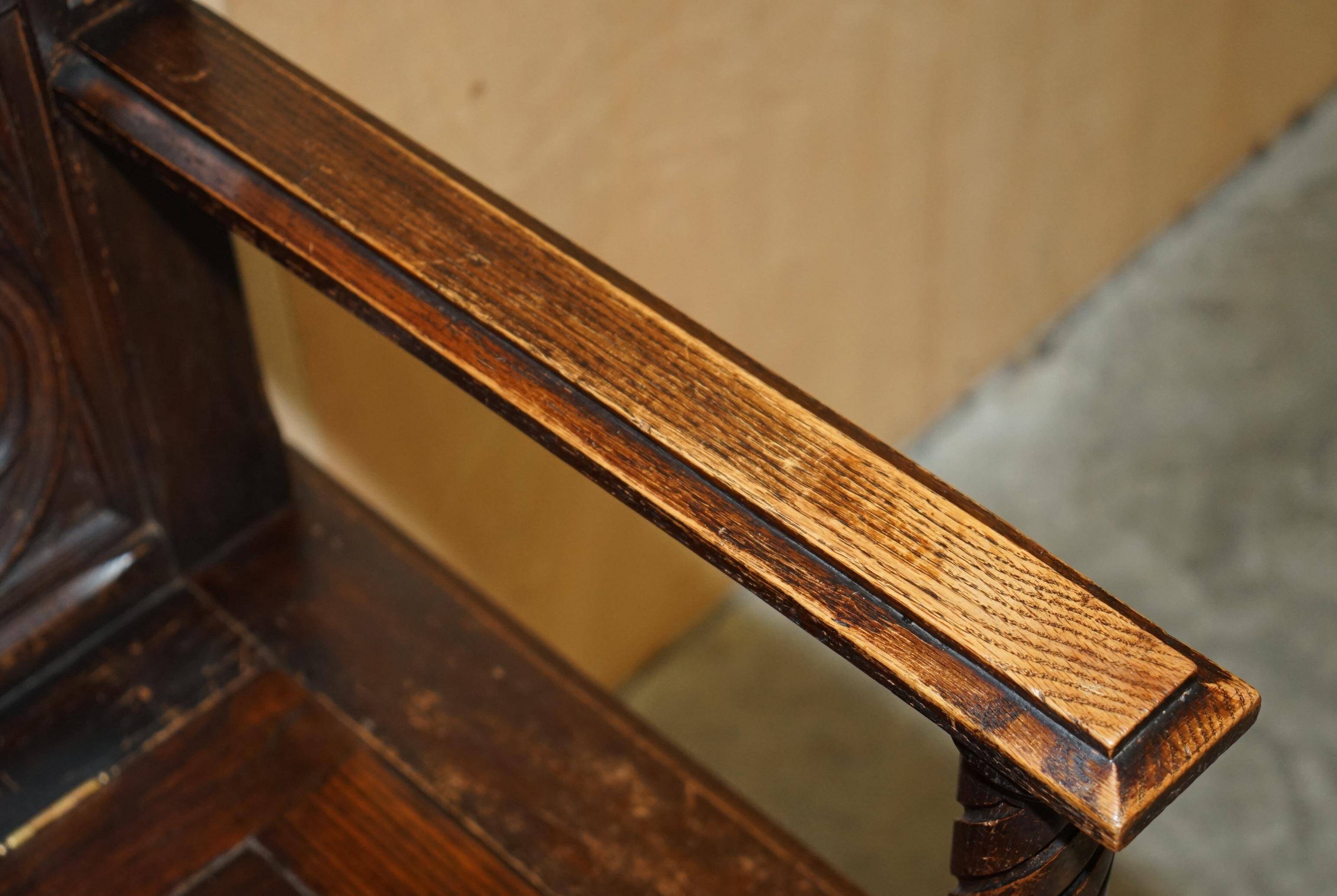 Gothic Jacobean hall chair finely carved from the Victorian era around 1860.