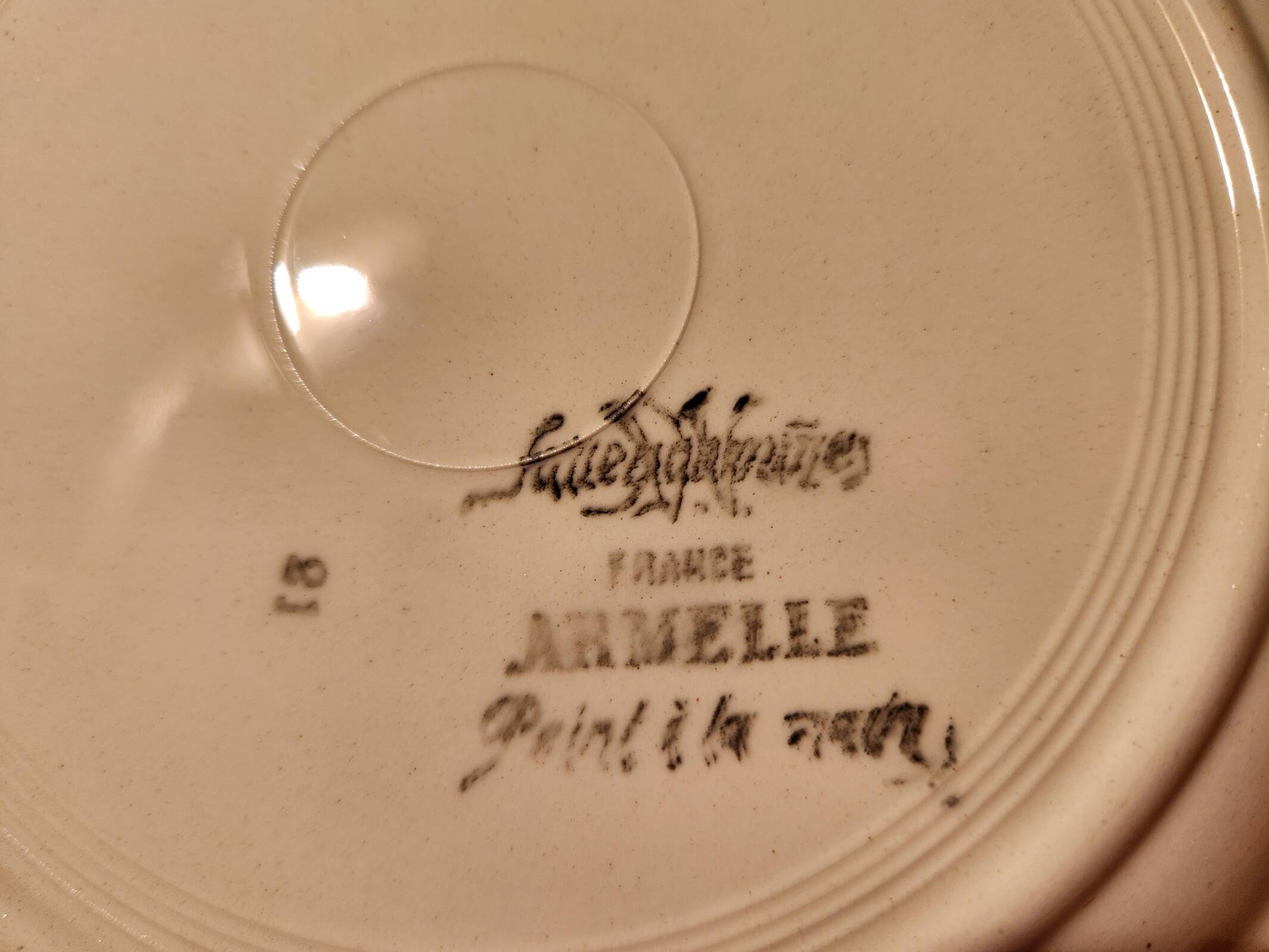 22 flat plates Armelle Sarreguemines hand-painted