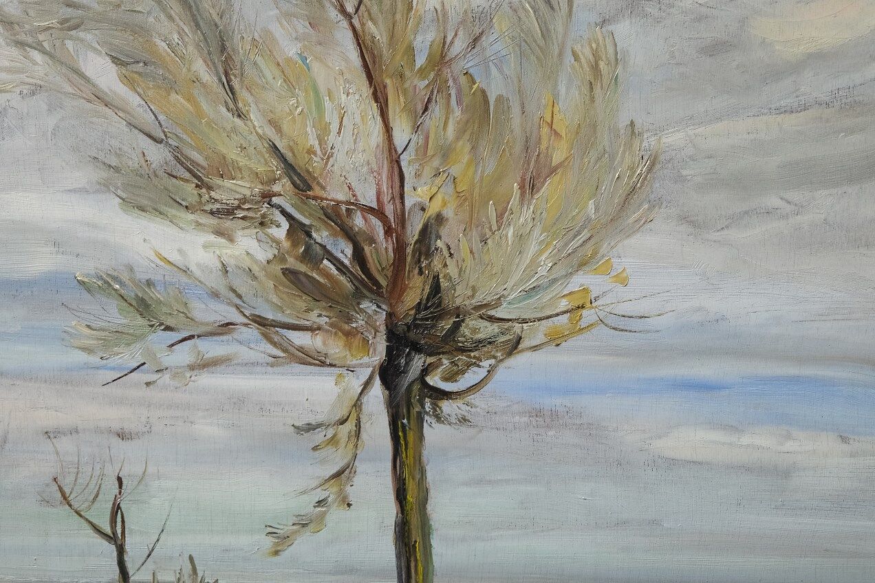 Scandinavian modern painting, 1929, Oil on board.
