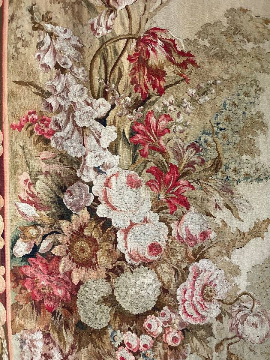 Tapestry, flower urn, Aubusson late 18th century