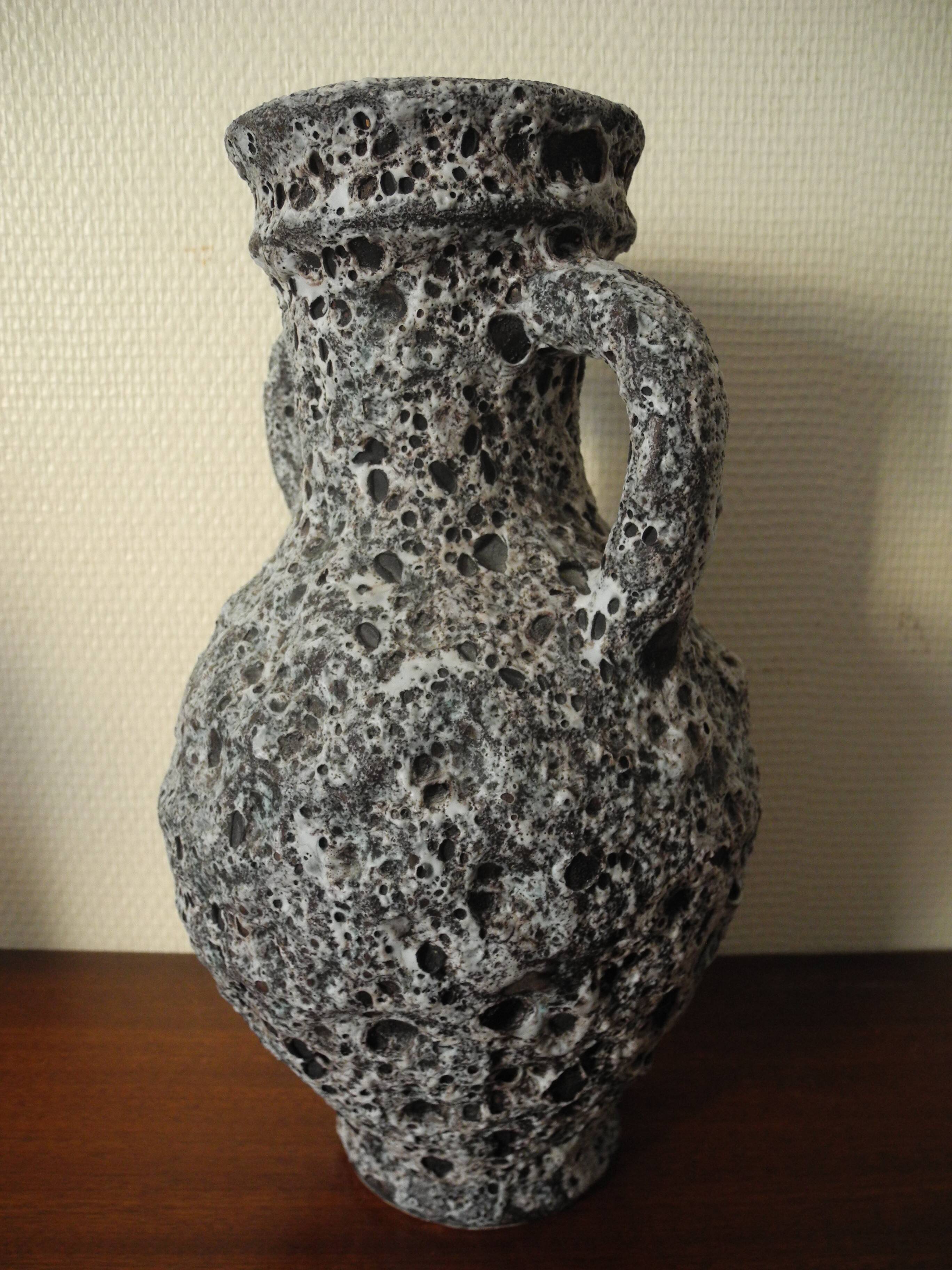 old ceramic vase Monnetier retro decor fat lava vintage design vase 60s