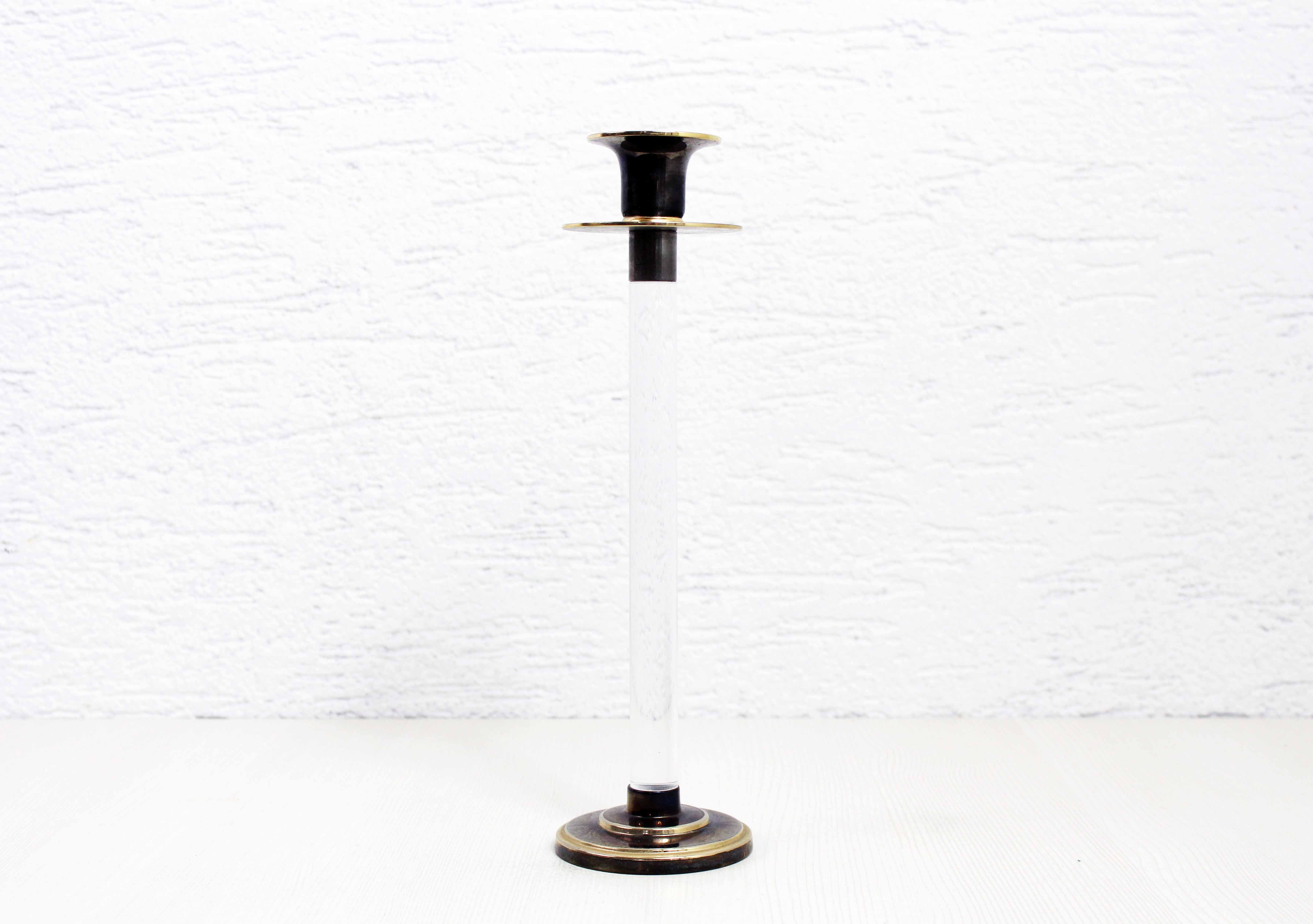 Vintage candle holder in lucite and brass