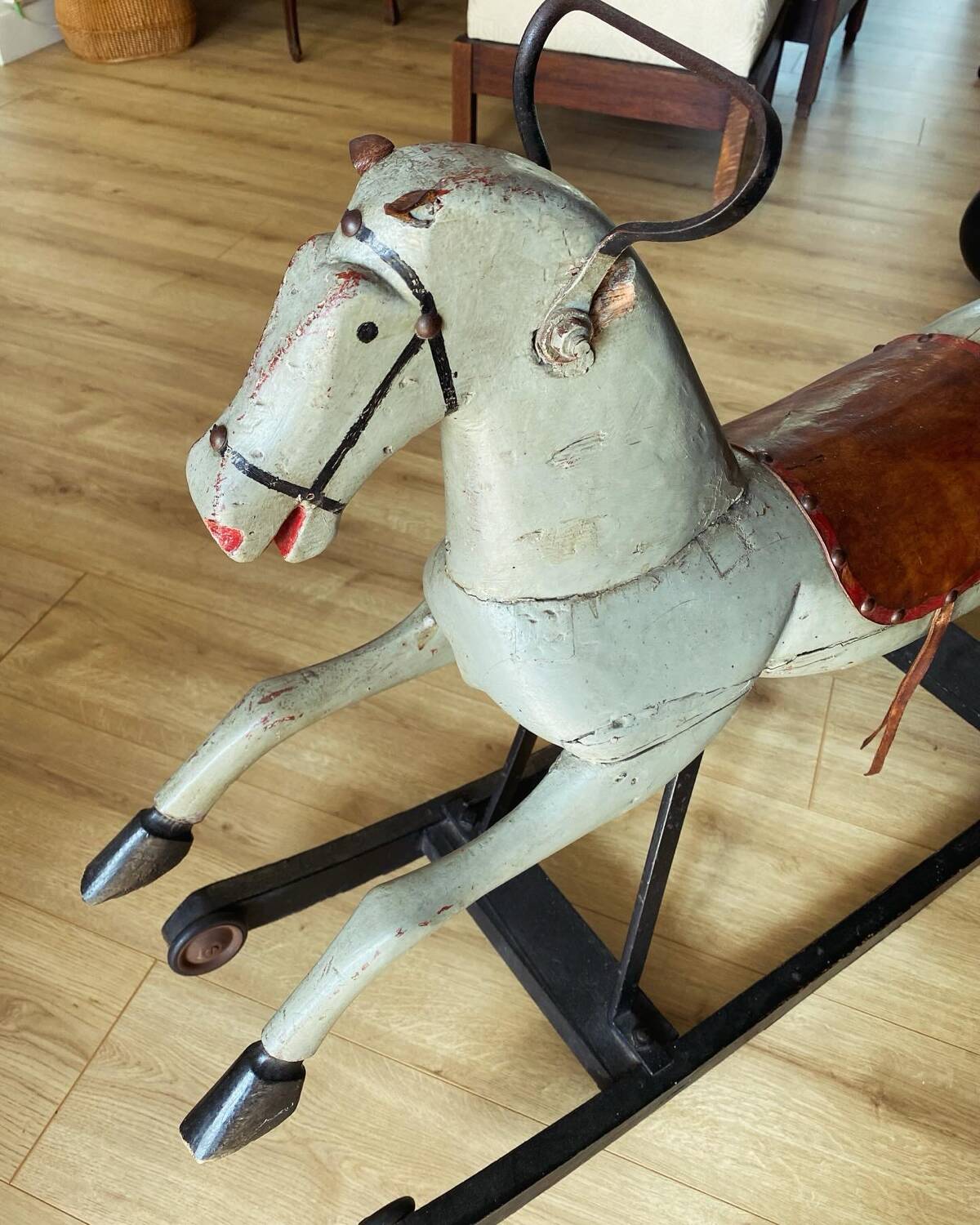 Vintage wooden rocking horse 1920