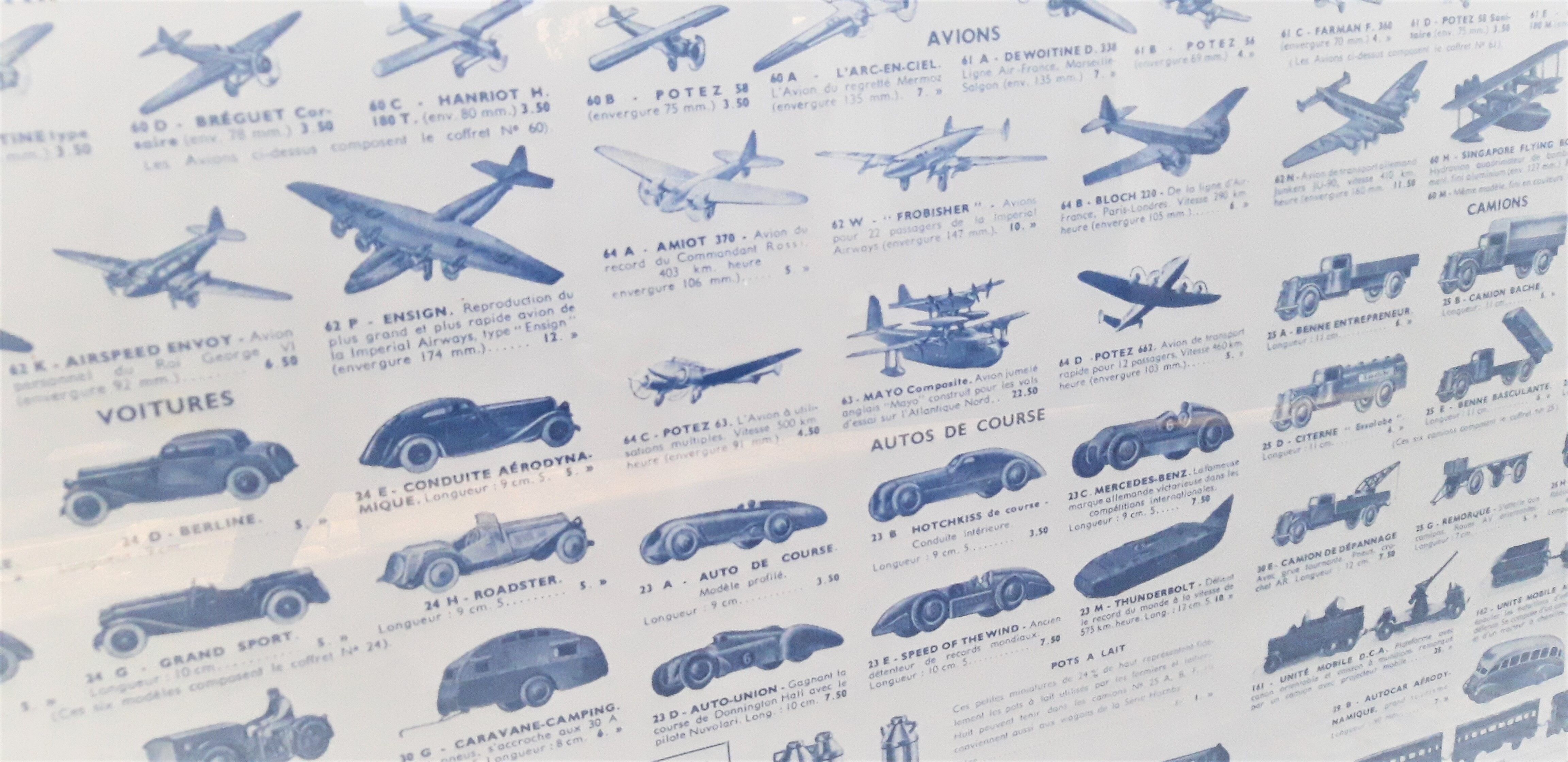 Dinky Toys monochrome advertising poster under glass