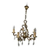 Louis XV style 5-branch brass and tassel chandelier