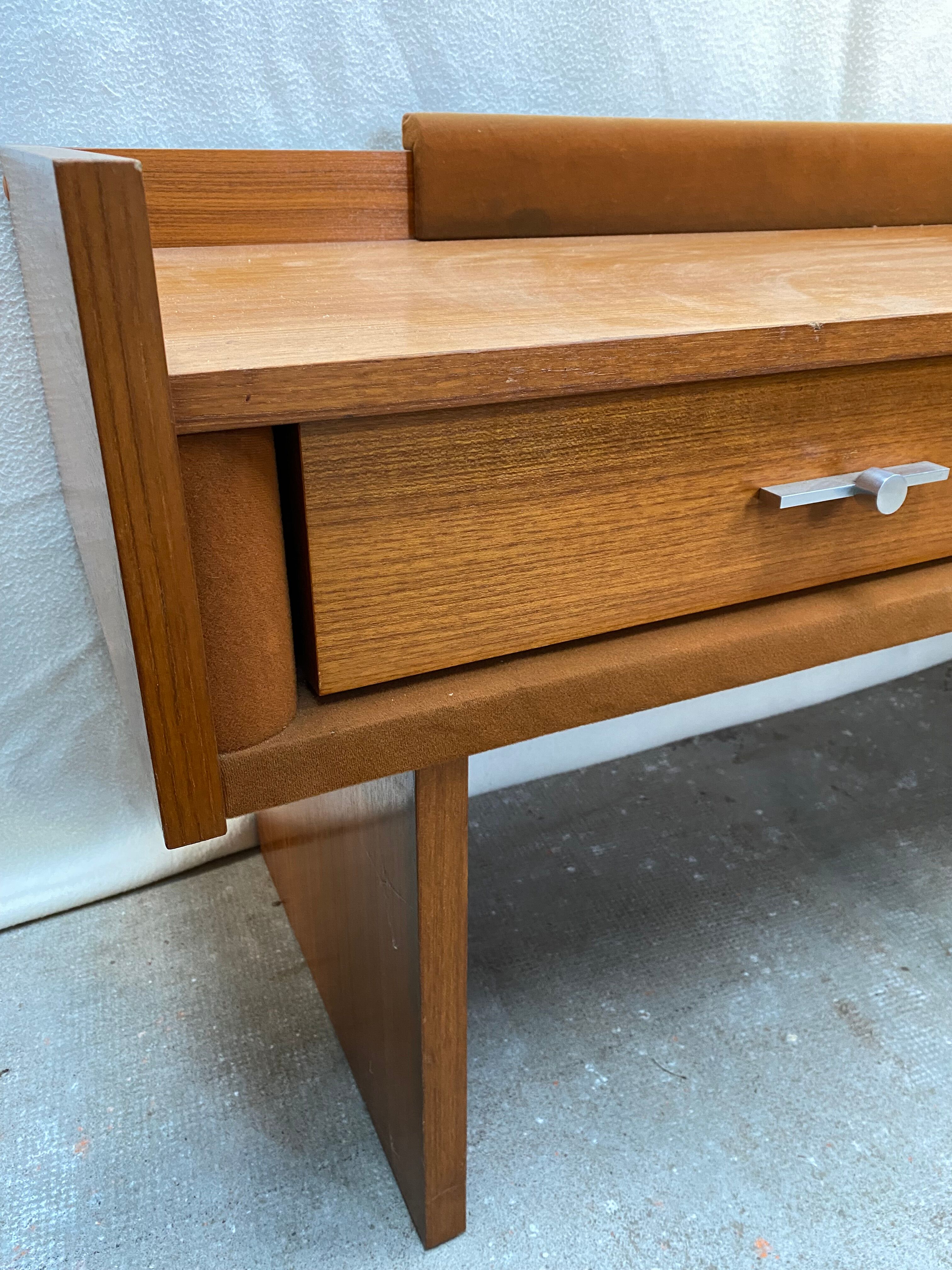 Vanity cabinet design 1970 . Teak plating. Sold without mirror.