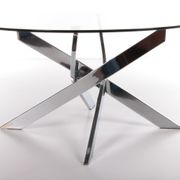 Vintage chrome coffee table with X frame and round glass top, 1980s