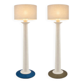 Ensemble de 2 lampes de table totem Kostka rares / époxy / France années 1980