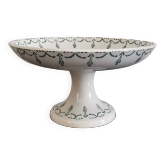 Compotier ancien terre de fer Gien guirlande verte 1900-1930