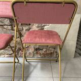 pair of Lafuma folding chairs reupholstered Rose