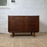 Wide chest of drawers 4 drawers Scandinavian vintage rosewood by A. Ahlström Osakeyhtiö Warkaus, 1960s