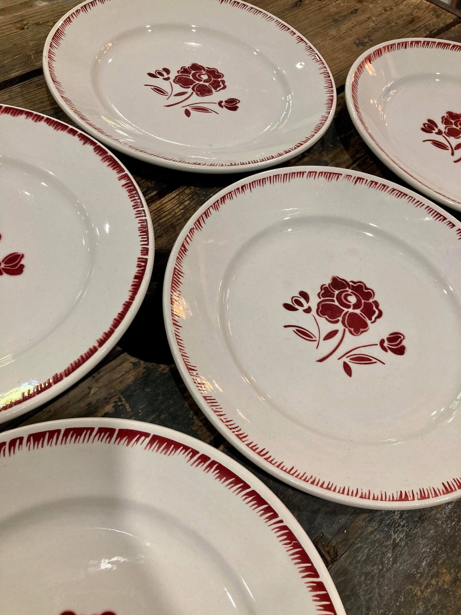 Set of 6 plates Fénal Badonviller model 39