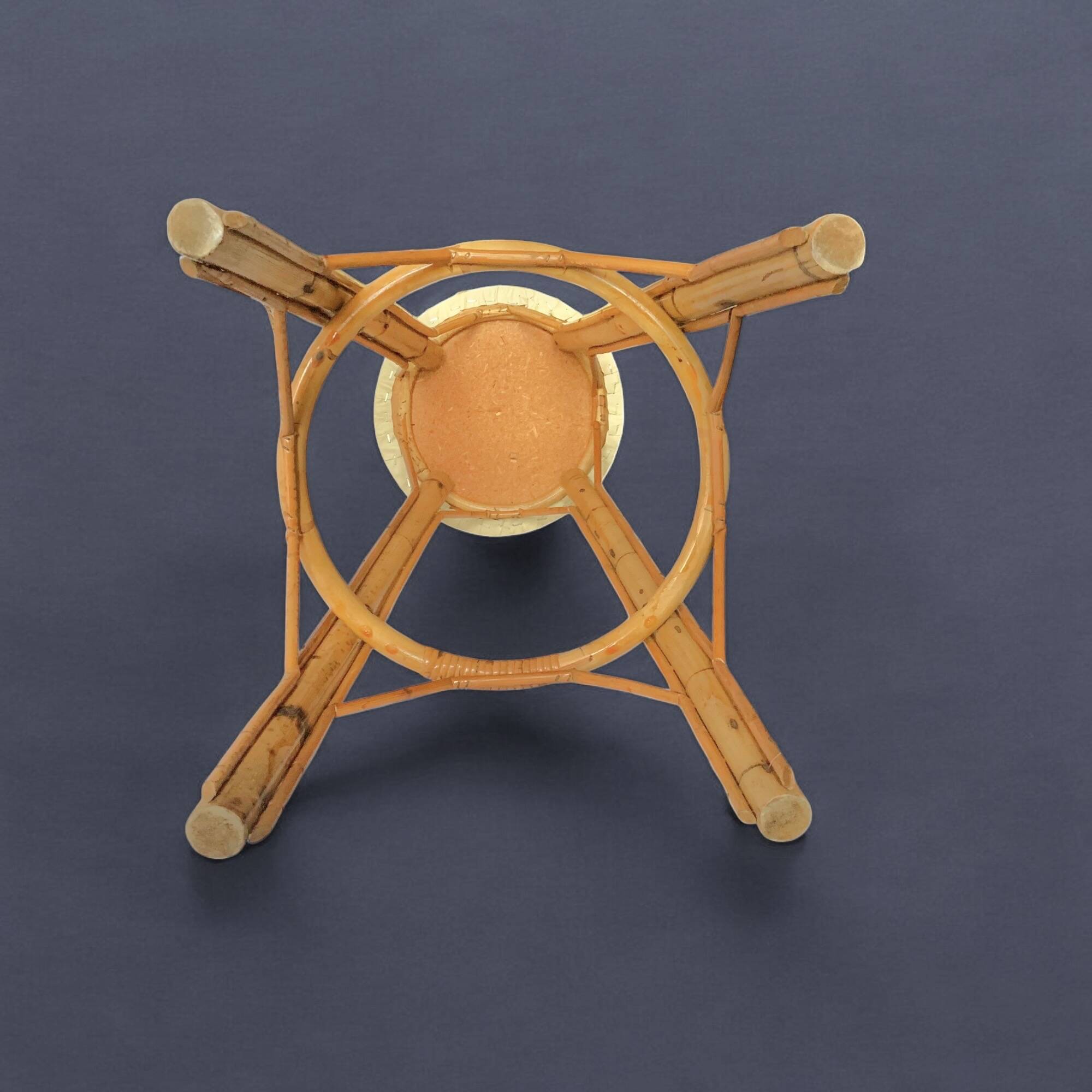 Tabouret de bar vintage en bambou et rotin