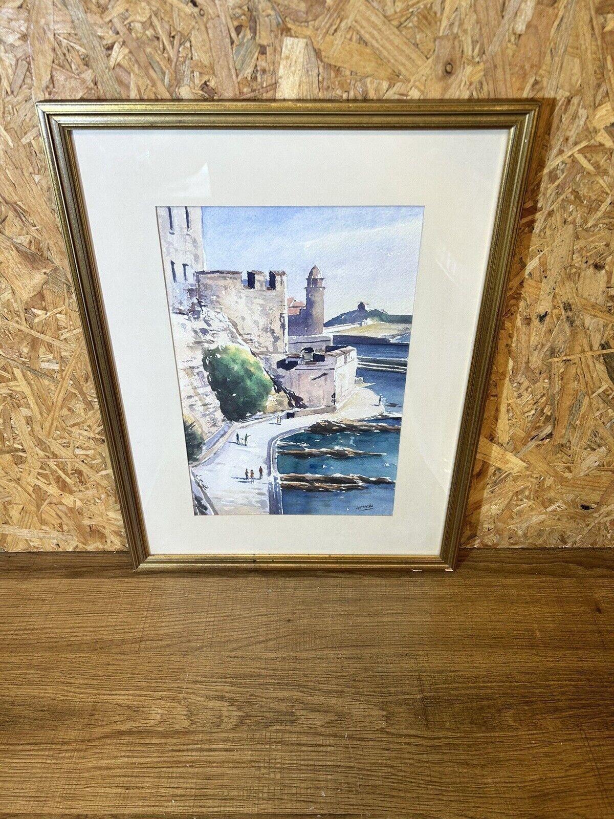 Gilles grimoin, peintre contemporain, aquarelle, vue sur collioure, signée