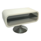 Witte tafel met afgeronde hoeken en glassen blade, tv meubel