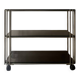 Desserte hifi / TV en verre fumé et laiton, design vers 1970