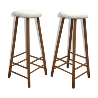 Pair of reupholstered bar stools loop