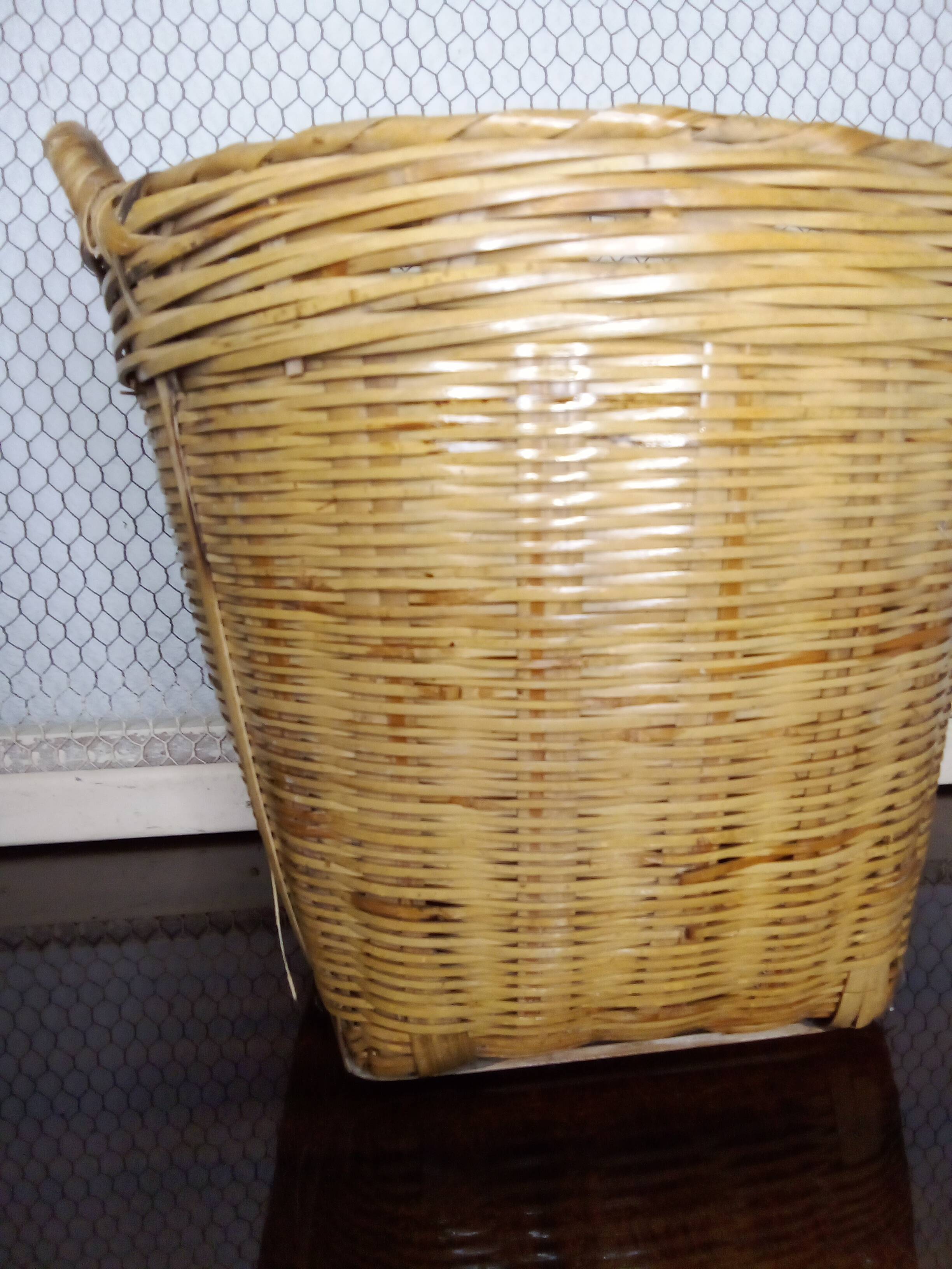 Vintage wicker plant pot
